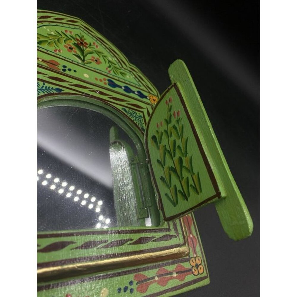 Green Mirror Moroccan Mirror Artisanal Wall Home Mirror Double Door Mirror 9”x6” - Picture 10 of 11